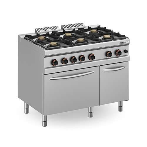 Fogão a gás com 6 queimadores + forno a gás + armário - Hotelequip.pt Fogão a gás com 6 queimadores + forno a gás + armário
