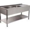 BANCADA DE LAVAGEM 2 CUBAS 1400x700x850 INOX