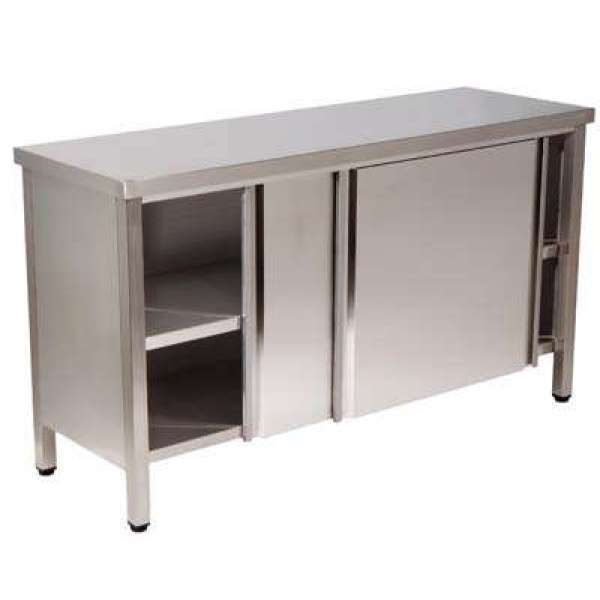 MESA ARMARIO PORTA DESL. 2 PRAT.1000x600x850 INOX