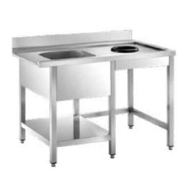 MESA LAVA PRATOS INOX-ENTRADA 1500x735x850 C/CUBA