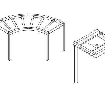 MESA DE ENTRADA CURVA LC98 700x610x820h MOD.AX-RX