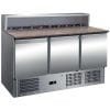 Mesa de preparação de saladas de 3 portas com tampo de trabalho em granito GN1/1