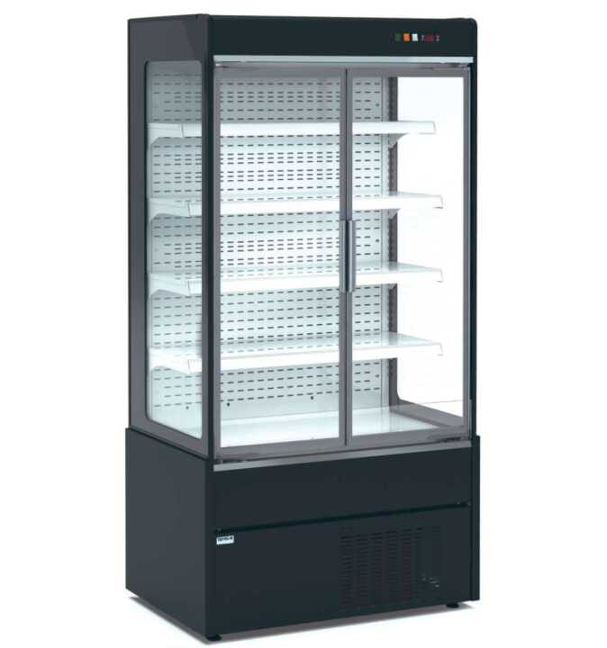Mural expositor refrigerado com portas de vidro 4 prateleiras Profundidade 700 de 1020 x700 x1990h mm MAE100PV-N cor PRETO - Hotelequip.pt Mural expositor refrigerado com portas de vidro 4 prateleiras Profundidade 700 de 1020 x700 x1990h mm MAE100PV-N cor PRETO