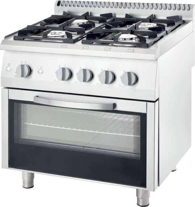 Fogão a gás com forno a gás GN2/1 4 queimadores 800x700x850h mm 3 Fogão a gás com forno a gás GN2/1 4 queimadores 800x700x850h mm 3