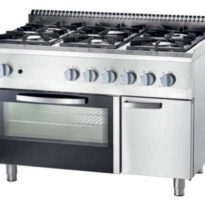 Fogão a gás com forno a gás GN2/1 6 queimadores 1200x700x850h mm 3