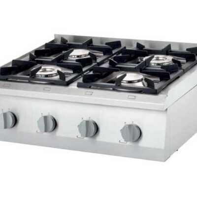 Fogão de mesa a gás 4 queimadores 800x700x250h mm 2x5+2x7 Kw