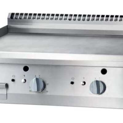 Fry Top a gás em aço rectificado de mesa em chapa lisa 800x700x250h mm 13Kw
