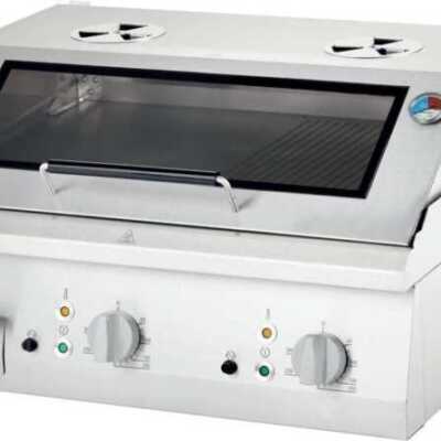 Fry Top eléctrica de mesa em aço rectificado com placa ranhurada COM CAPA 800x700x250h mm 8