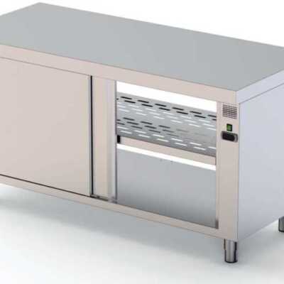 Mesa Estufa central em aço inoxidável 700 Profundidade com porta deslizante de um lado 1200x700x850h mm