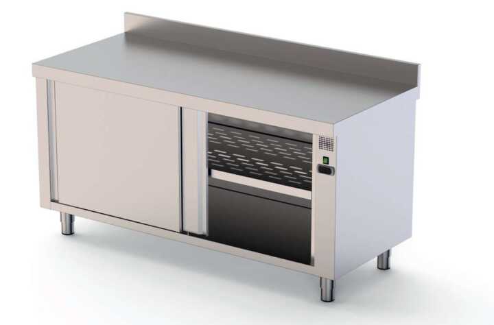 Mesa Estufa em aço inoxidável Mural 700 Profundidade com porta deslizante de 1 face 1800x700x850h mm - Hotelequip.pt Mesa Estufa em aço inoxidável Mural 700 Profundidade com porta deslizante de 1 face 1800x700x850h mm