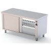Mesa Estufa central em aço inoxidável 700 de profundidade com porta deslizante em ambos os lados 1200x700x850h mm