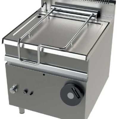 Frigideira basculante a gás 80 litros 22Kw fundo do depósito em aço inoxidável AISI-304 Série 900  com dimensões 800x900x900h mm