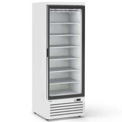 Congelador com visor 450 litros Porta de vidro lacada a prata 700x700x2070h mm