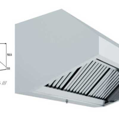 Hotte de parede Snack Profundidade do snack 800 SEM TURBINA 1500x800x700h mm