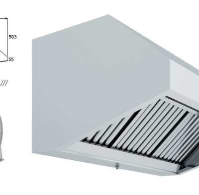 Hotte Mural Snack 800 Profundidade COM TURBINA 2500x800x700h mm
