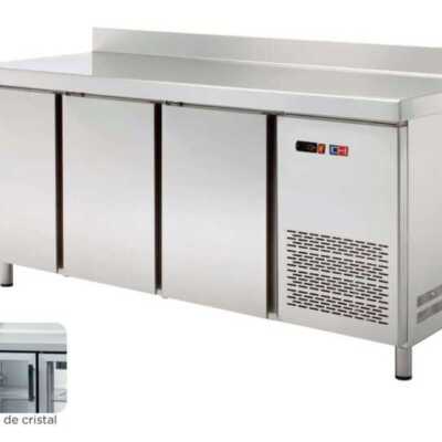 Mesa de snacks refrigerada 4 portas CRISTAL Profundidade 600 de 2542 x600 x850h mm