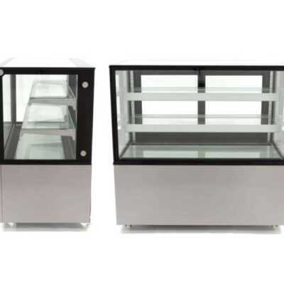 Balcão expositor refrigerado e ventilado Balcão expositor total de vidro reto com 2 prateleiras de vidro 1515X675X1215h mm