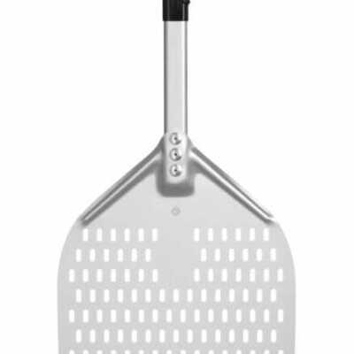 Pá para pizza com pega curta, quadrada, perfurada, 350x710mm