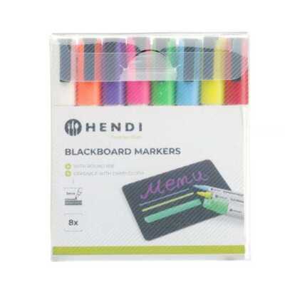 Marcadores para quadro preto 3mm, Marcadores: 1 branco, 1 vermelho, 1 azul, 1 verde, 1 amarelo, 1 roxo, 1 laranja e 1 rosa