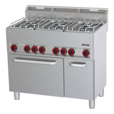 Fogão a gás 6 bicos com forno elétrico ventilado GN 1/1 P 99