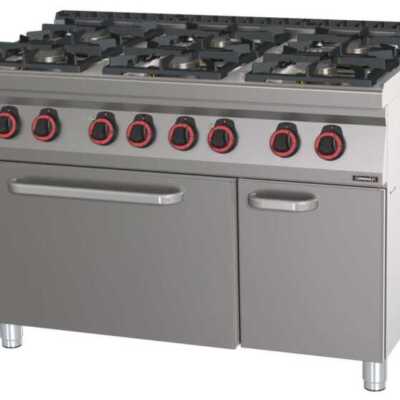 Fogão a gás 6 bocas com forno elétrico estático GN 2/1 HP 120