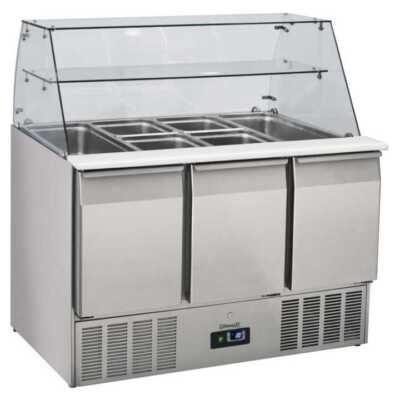 Saladete de vidro com 3 portas GN 1/1
