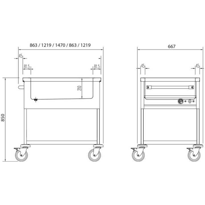 150mm- CBM-411 – Hotelequip.pt 3 ou 4 recipientes Gastronorm 1/1 e modelos com 2 ou 3 tanques independentes de tamanho GN 1/1.