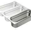 O sistema de recipientes Gastronorm edenox é baseado nos modelos de Dimensões GN 2/1 (650 x 530 mm) e GN 1/1 (530 x 325 mm).