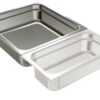 O sistema de recipientes Gastronorm edenox é baseado nos modelos de Dimensões GN 2/1 (650 x 530 mm) e GN 1/1 (530 x 325 mm).