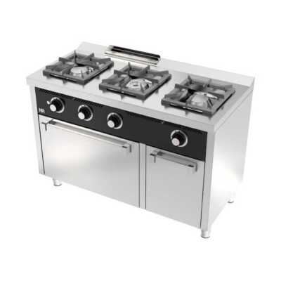 Fogão a gás 3 queimadores com forno 600 e forno C3F600H -Hotelequip.pt