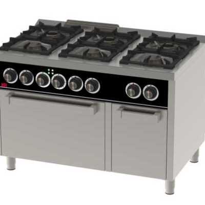 Fogão a gás 6 queimadores + com forno eléctrico C6F750HE -Hotelequip.pt