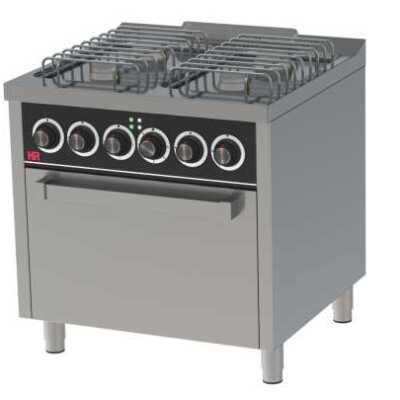 Fogão a gás 4 queimadores + forno elétrico CB4F750HE -Hotelequip.pt
