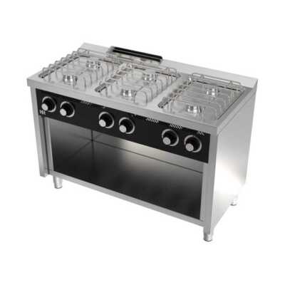 Fogão a gás com móvel 6 queimadores CB6F600E -Hotelequip.pt