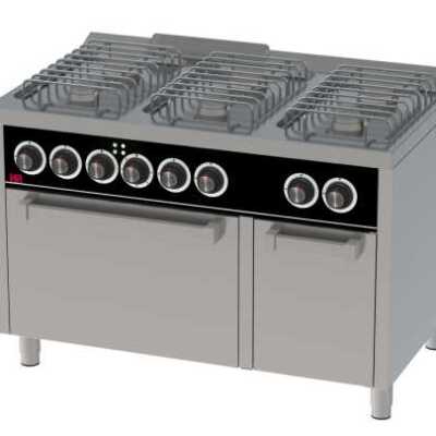 Fogão a gás 6 queimadores+ forno elétrico CB6F750HE -Hotelequip.pt