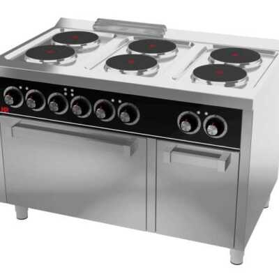 Fogão eléctrico elétrico 6 placas + forno CE6P750H -Hotelequip.pt