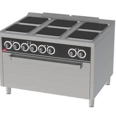 Fogão eléctrico + forno maxi 6 placas -Hotelequip.pt