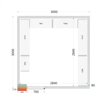 Câmaras frigoríficas 3000 x 3000 x 2200mm CR 300x300x220