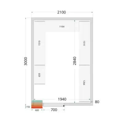 Câmaras frigoríficas 2100 x 3000 x 2200mm CR 210x300x220