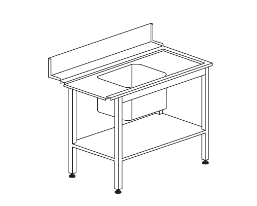Lavadouro Profissional Inox para Máquinas HT-AX-RX 1200x730x860mm