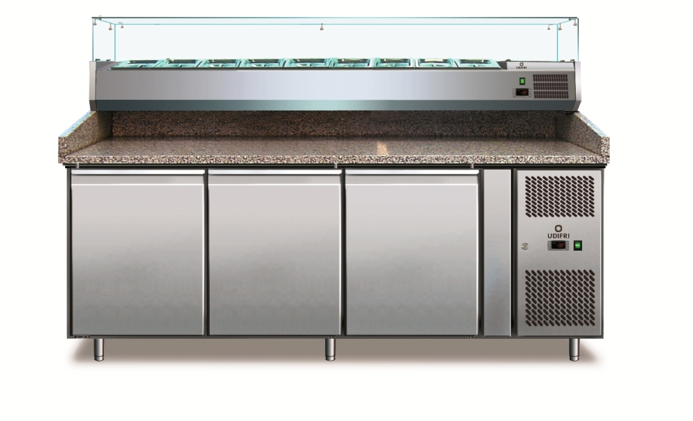 Mesa de Pizza Refrigerada Profissional 3 Portas 2025mm