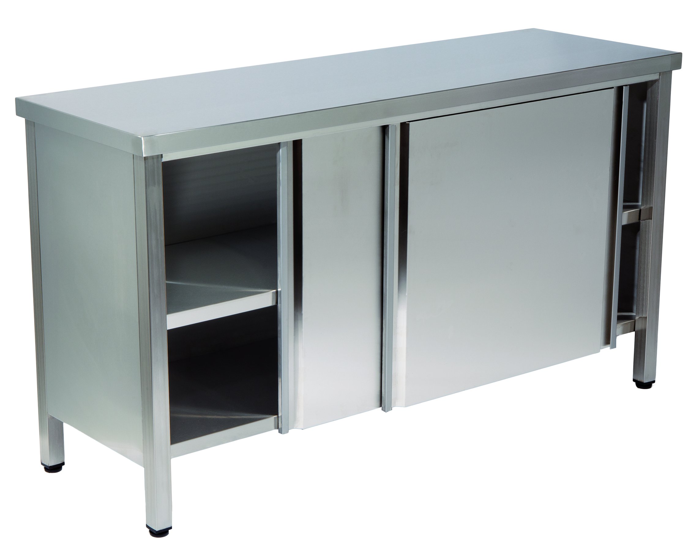 Mesa Armário Inox C/ Portas Deslizantes 1400x600x850 mm