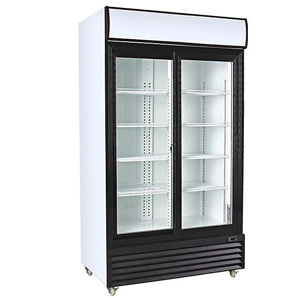 Armário Vitrine Refrigerado 1000L, 2 Portas de Vidro Deslizantes