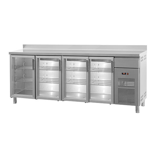 Bancada Refrigerada de Bar com 4 Portas de Vidro 449L