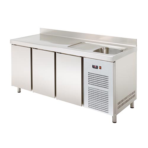 Bancada Refrigerada com Pio Aço Inox, 395L, -2/+8 ºC