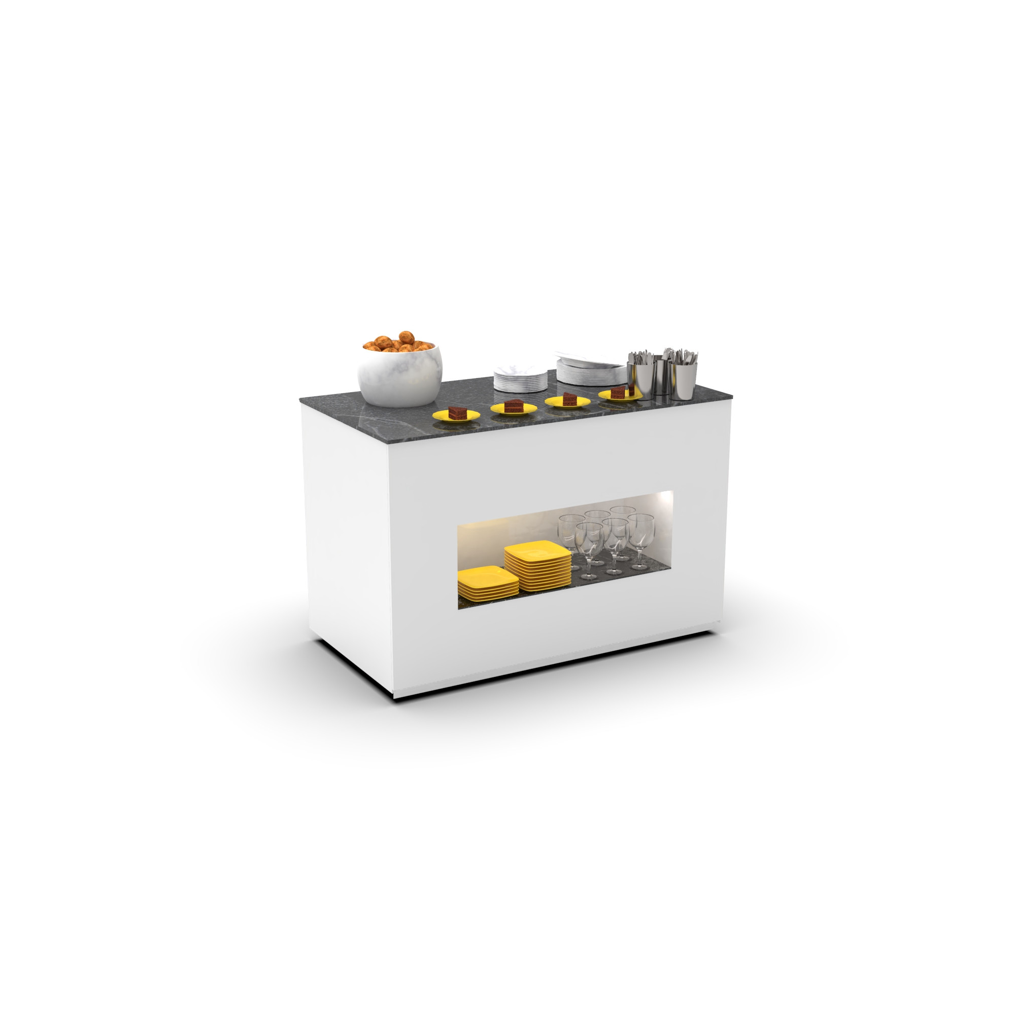 Módulo Buffet Neutro BUN com Vidro Temperado