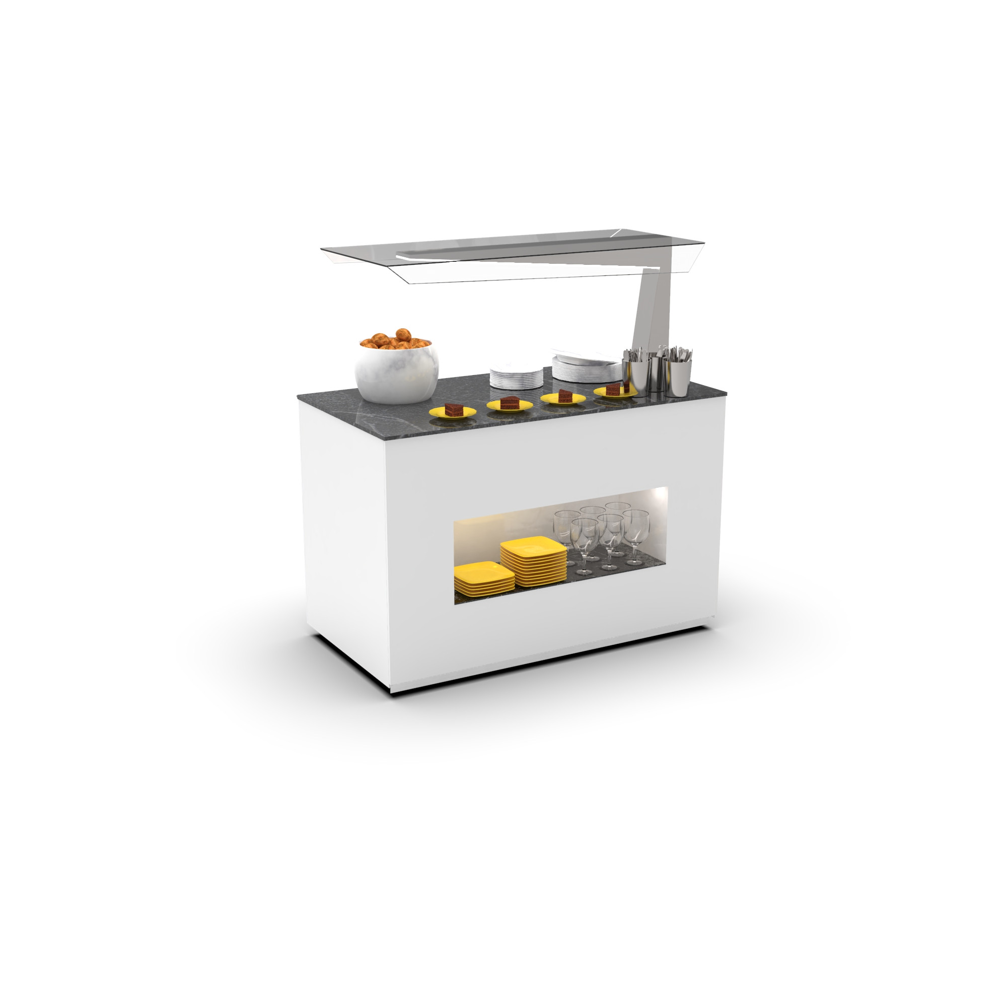 Buffet Self-Service Neutro com Iluminação LED 1300x700x900mm