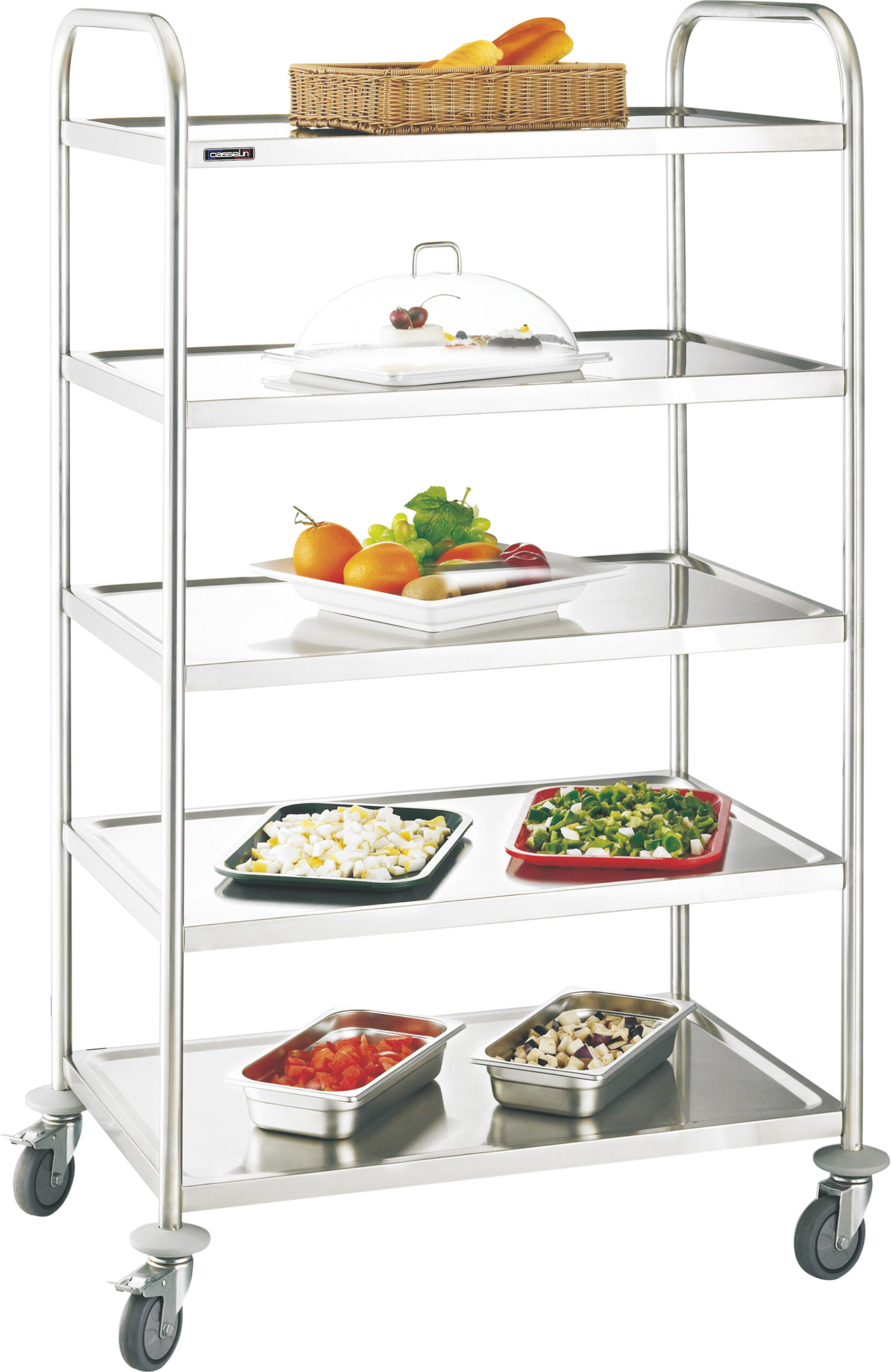 Carrinho de Serviço Inox com 5 Tabuleiros