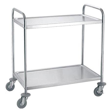 Carro de Serviço Inox com 2 Prateleiras, 860x540x940mm