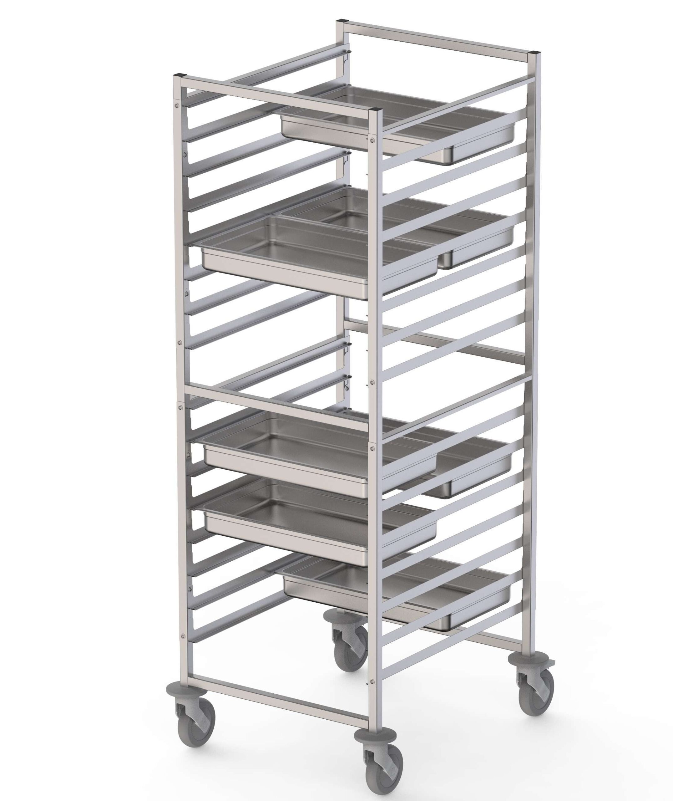 Carro de Tabuleiros Inox GN 2/1 para 16 Tabuleiros