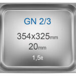 Cuba Gastronorm Aço Inox GN 2/3, 1.5 L - 20 mm Altura